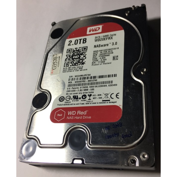 二手良品 WD 威騰 紅標 2TB 3.5吋 NAS硬碟 WD20EFRX