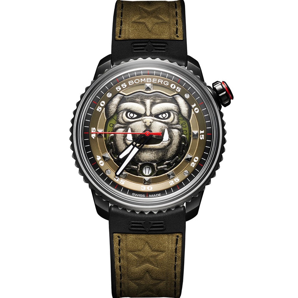 BOMBERG 炸彈錶 BB-01龐克鬥牛犬 大三針機械錶-軍綠色/43mm CT43APBA.32-1.11