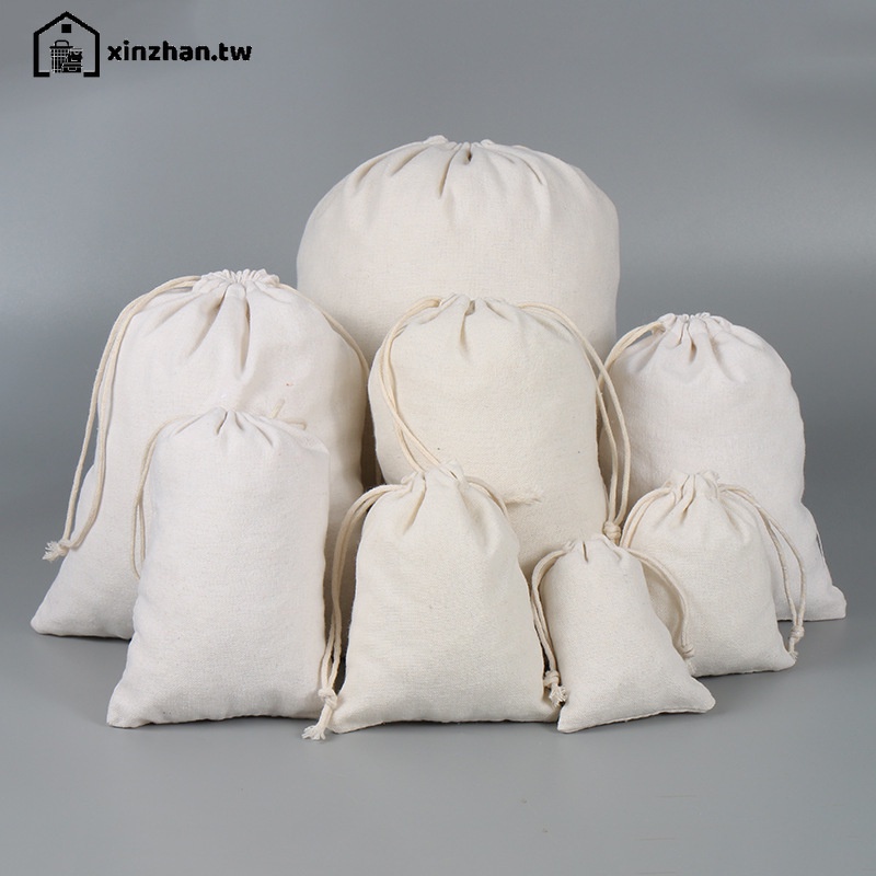 【大促特賣】亞麻束口袋(米白-8種尺寸) 米袋 客製化 棉麻袋 LOGO 帆布袋 平口袋 手提袋 結緣品 禮物袋