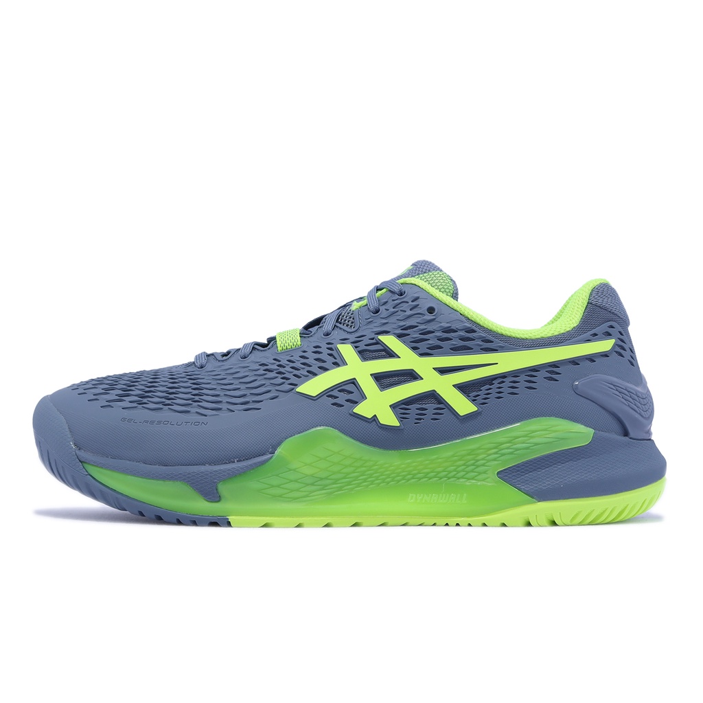 Asics 網球鞋 GEL-Resolution 9 2E 寬楦 灰藍 螢光綠 男鞋 澳網配色 1041A376400
