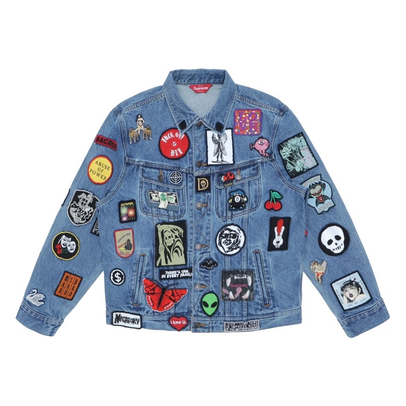 Supreme Patches Denim Trucker Jacket Blue L 丹寧 牛仔外套