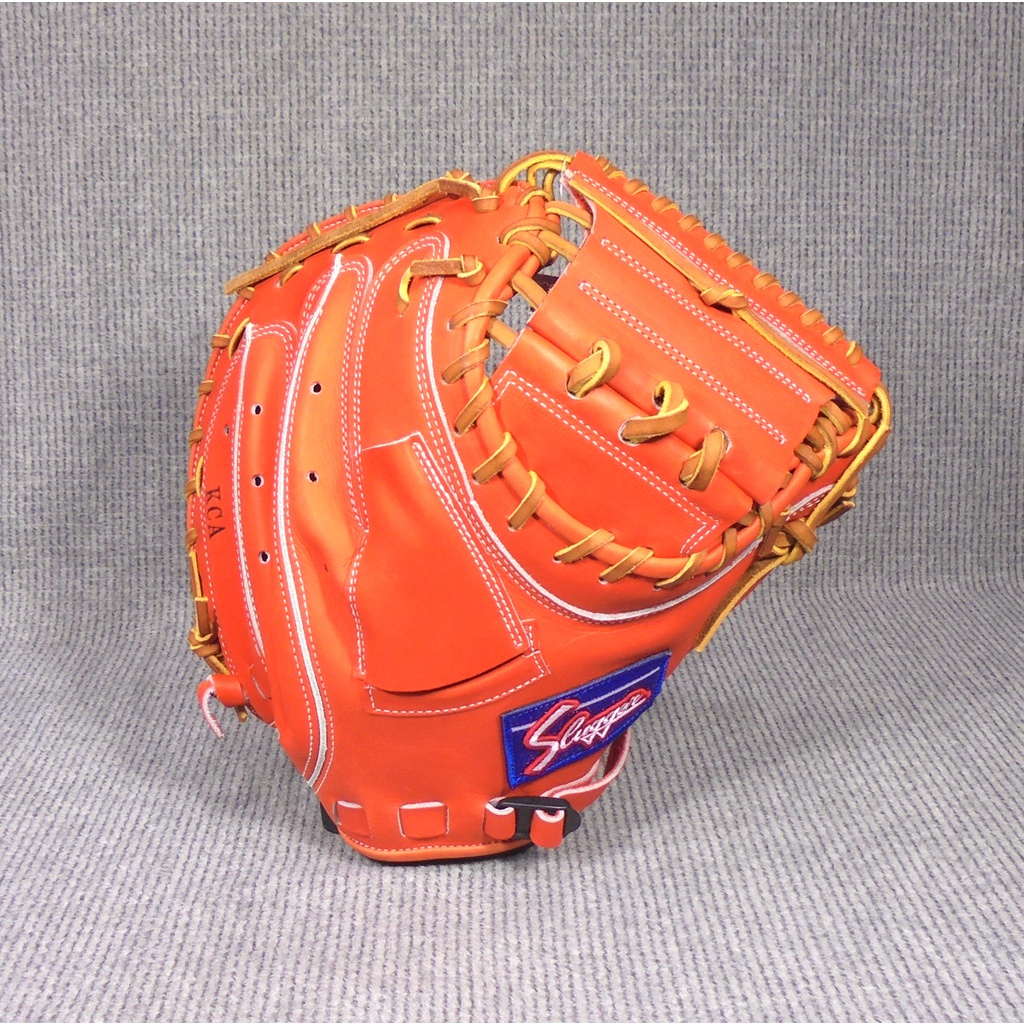 「野球魂」--特價！日本「久保田KUBOTA」硬式棒球手套（捕手，KCA，C-582橘紅色）日本製，附紙箱、手套袋