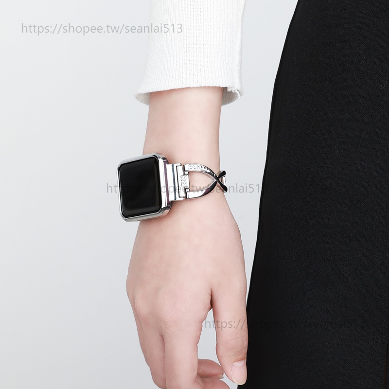 小米手錶超值版 X形鑲鑽錶帶 Redmi 手錶 2 lite / Redmi watch 3 紅米 金屬保護殼 金屬錶帶