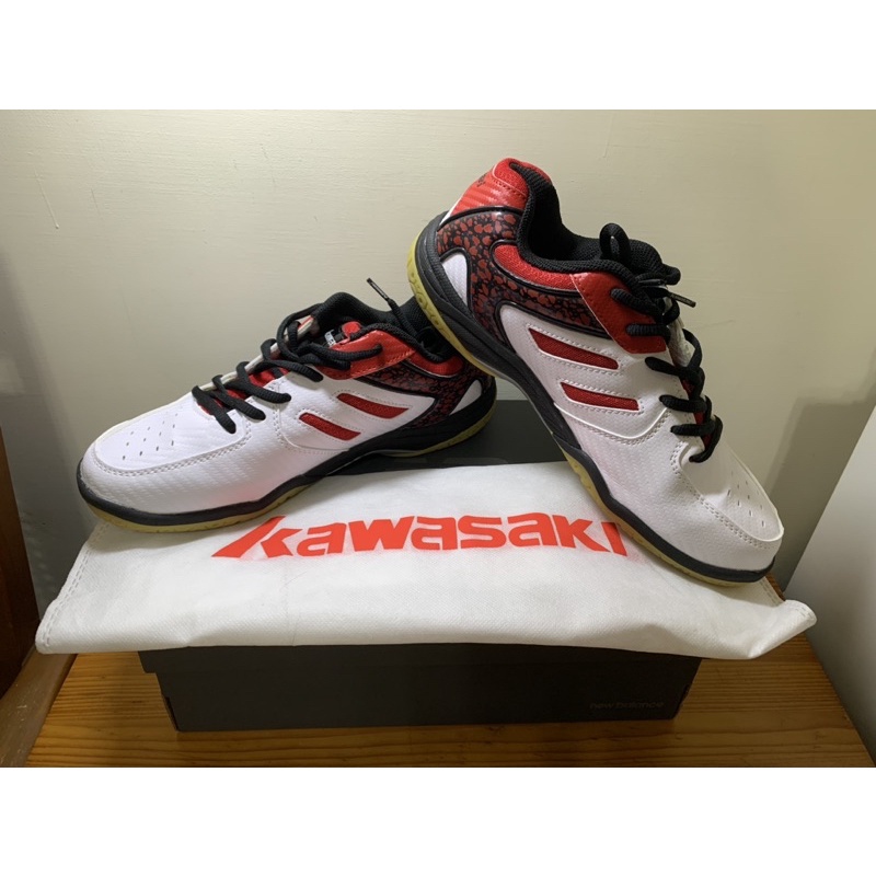 ［9.9近全新］羽球鞋 Kawasaki k-063 白紅