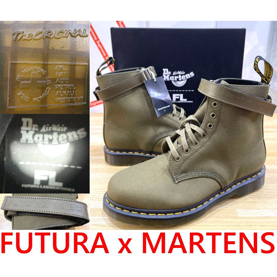 BLACK全新FUTURA x DR.MARTENS軍事帆布LABORATORIES龐克PUNK八孔靴子