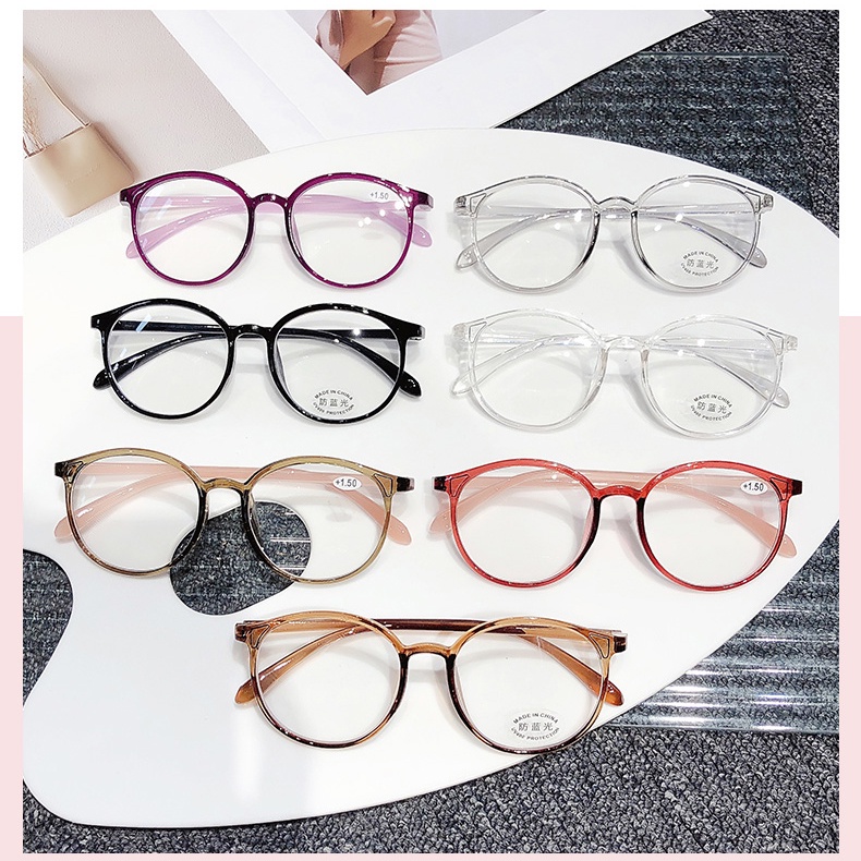 韓國時尚防輻射圓框女式眼鏡可更換鏡片電腦護目鏡學生眼鏡膠囊眼鏡盒