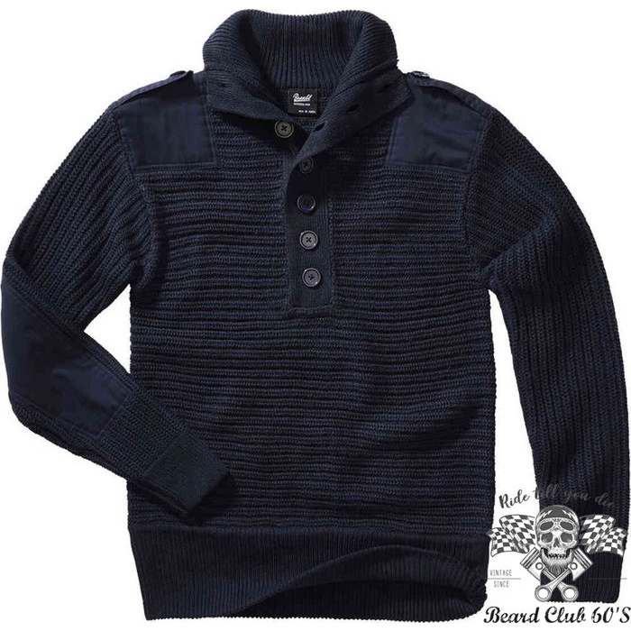 ♛大鬍子俱樂部♛ Brandit ® Alpin Pullover 德國 工裝風格 冬季 保暖 粗針織 毛衣 海軍藍