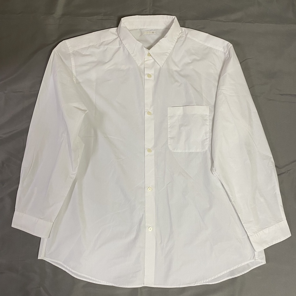 全新【GU】白色 府綢寬鬆長袖襯衫 2XL﹝未剪標/未下水/未穿過﹞
