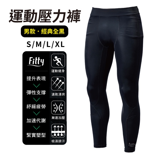 Fitty 運動護膝壓力褲 男性 經典款 iFit 壓力褲 緊身褲 健身褲 瑜伽褲 運動緊身褲 專業機能