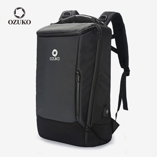 Ozuko 男士大容量筆記本電腦背包防水 USB 充電商務旅行袋