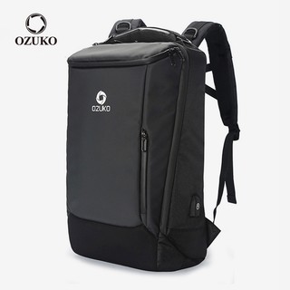 Ozuko 男士大容量筆記本電腦揹包防水 USB 充電商務旅行袋