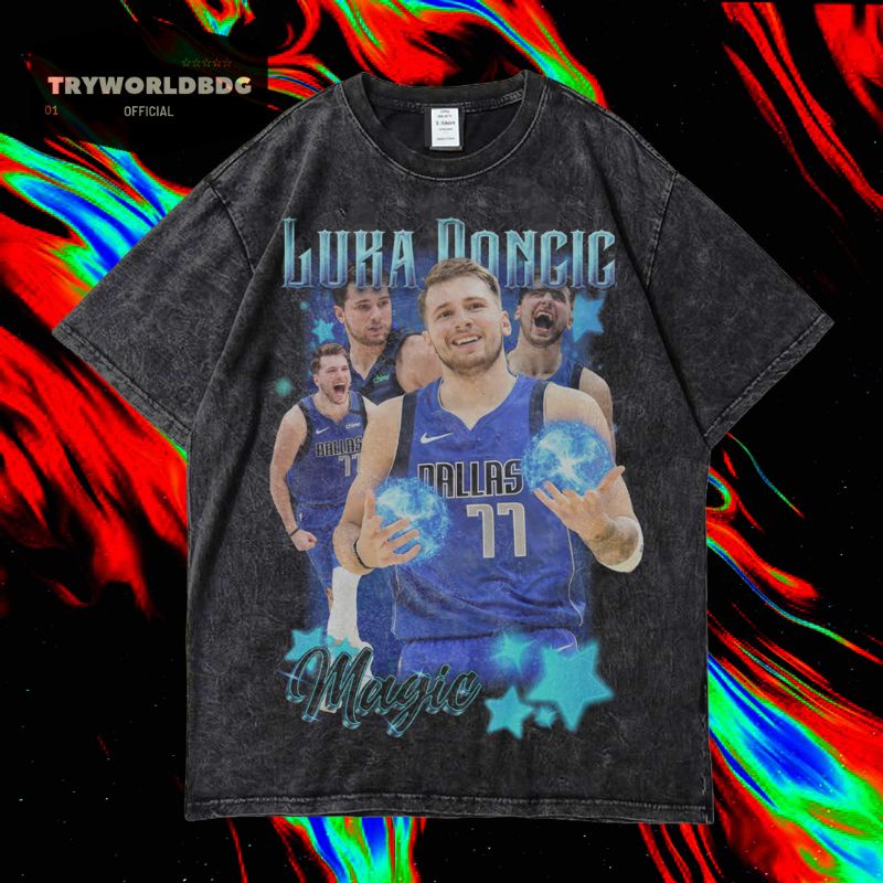 Try Tryworldbdg 官方 LUKA DONCIC KAOS 大碼 KAOS 水洗石洗大廓形 T 恤 KAOS