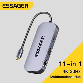 Essager USB C HUB 11 合 1 轉換器 Type C 轉 HDMI VGA RJ45 讀卡器 PD 1