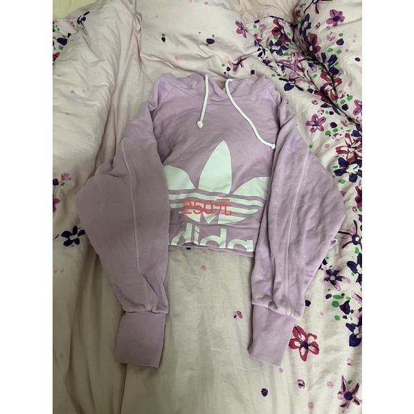 adidas粉紫色超美連帽短板t恤+fila黑短褲