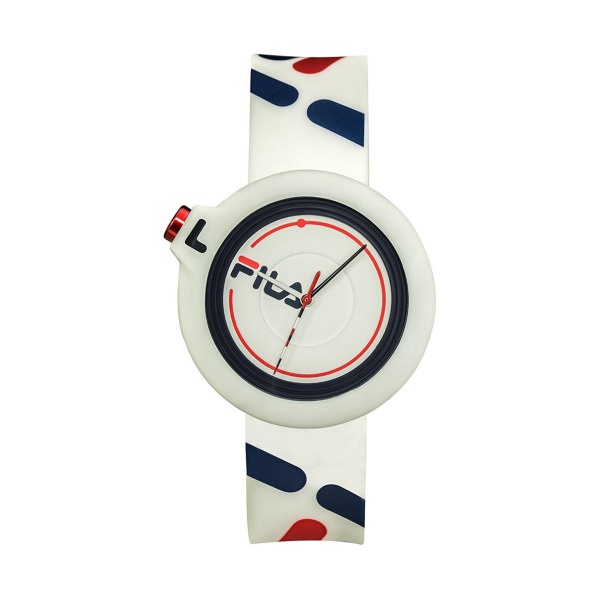 【FILA Watch】滑輪同心趣味簡約時尚矽膠腕錶-白 38-6081-006