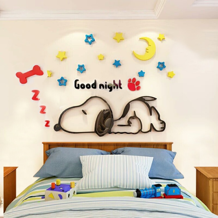 鐘錶配件 鐘錶機芯 鬧鐘 掛鐘 史努比幼兒園 創意兒童房 裝飾牆紙3d立體牆貼 床頭臥室牆貼貼紙