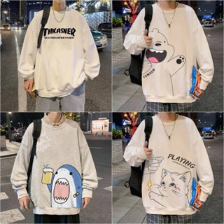 【宅男屋】M-8XL大尺碼大學T男 無帽圓領套頭衛衣男生 長袖上衣 美式塗鴉秋冬季oversize高街男 QBL81