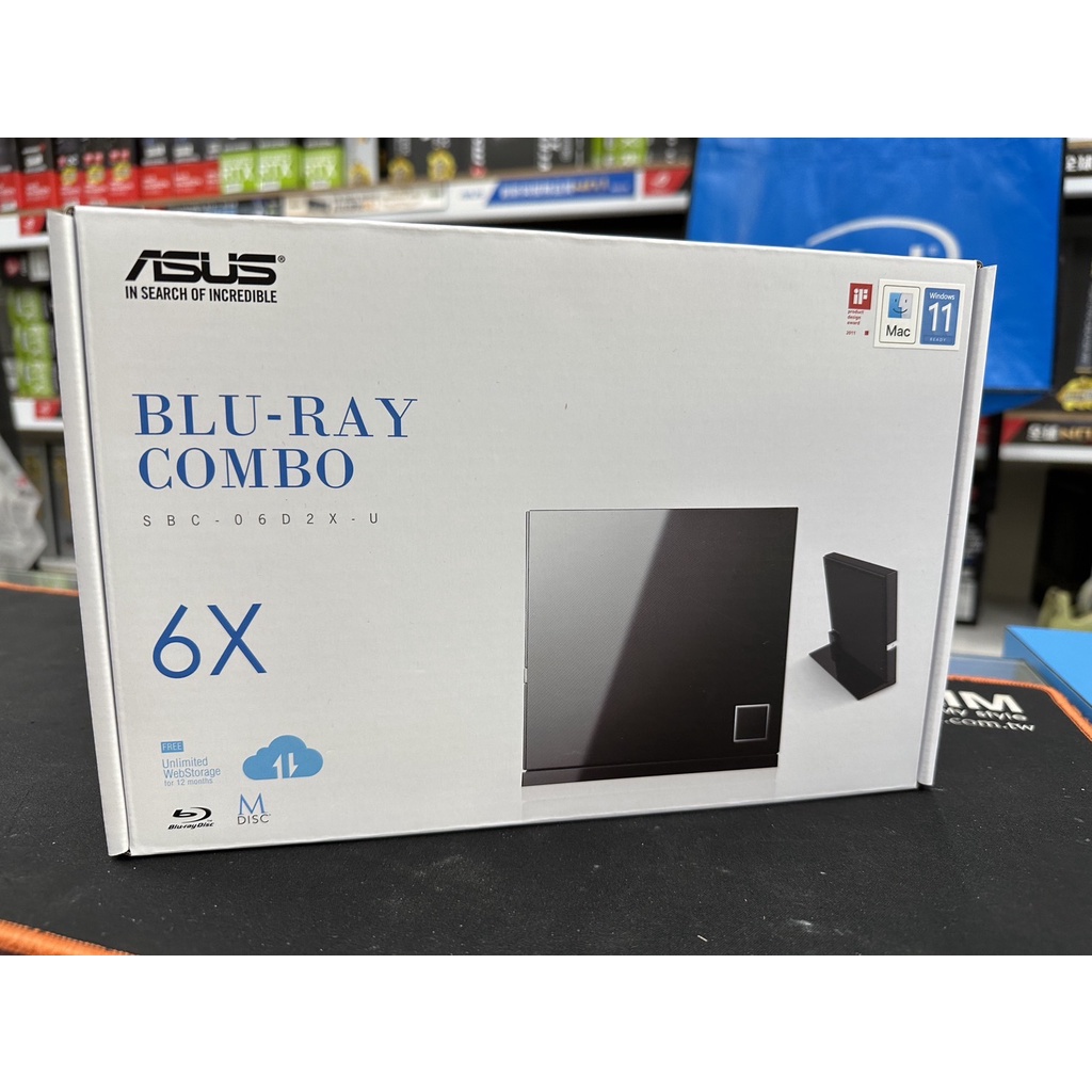 [免運可刷卡]華碩 SBC-06D2X-U外接式藍光COMBO燒錄器/6X藍光讀/8XDVD燒錄/含直立架(黑)