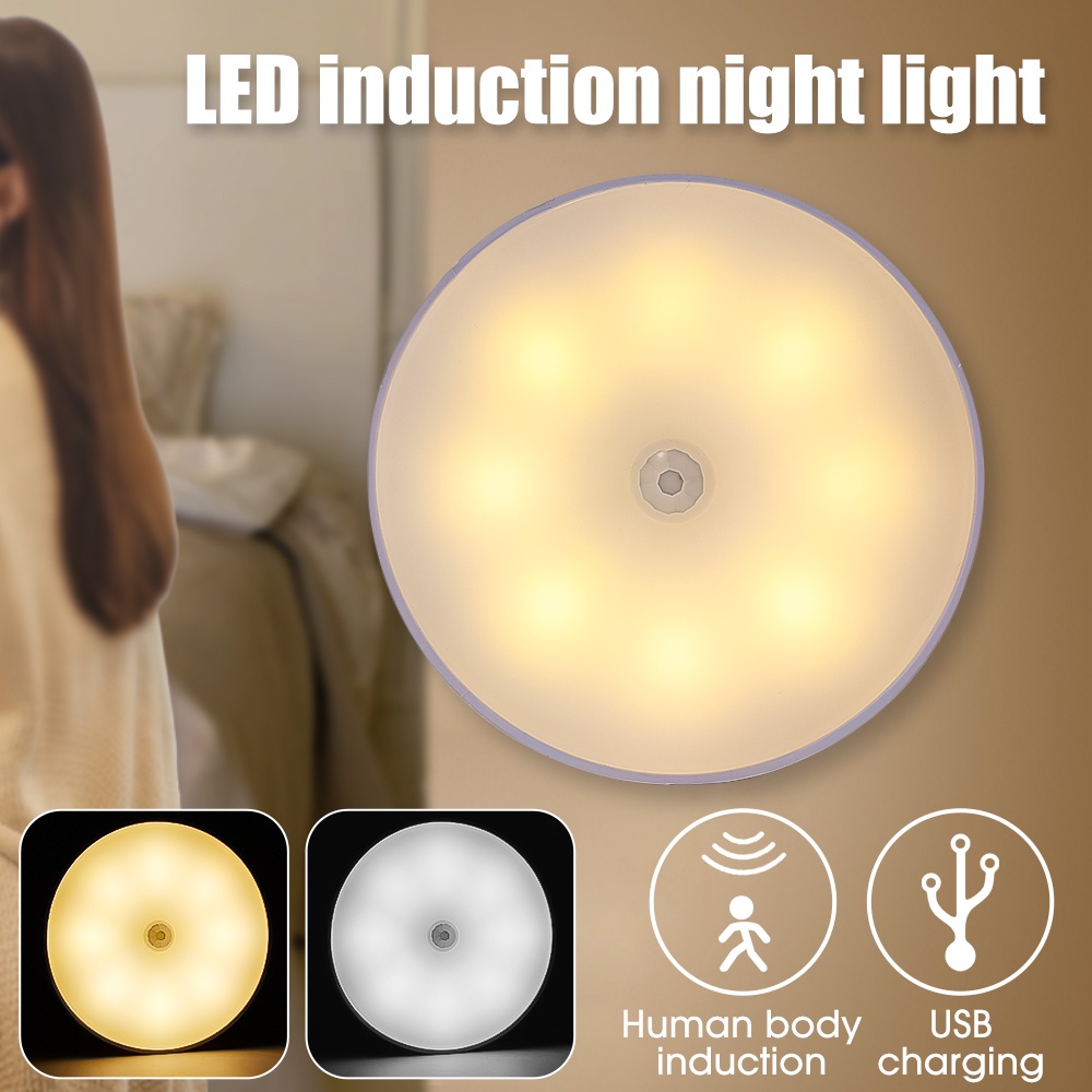 8 LED 運動感應燈壁掛式 2 色夜燈 USB 充電氛圍燈臥室櫥櫃走廊廚房護眼閱讀燈