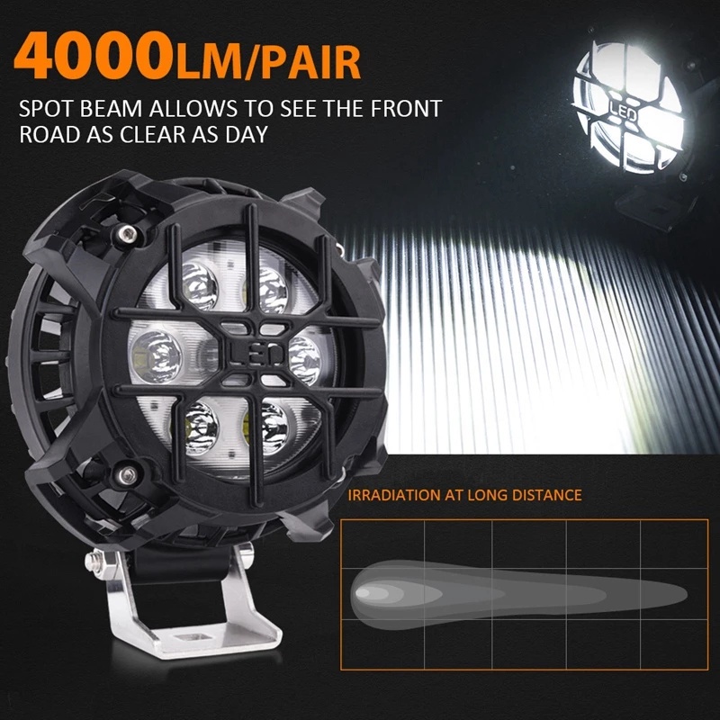 【熱銷】2 件 48W LED 射燈吊艙圓形工作燈條射燈越野駕駛霧燈明亮 4000LM 燈適用於卡車汽車 ATV SUV