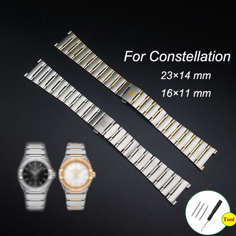 適用於歐米茄星座雙鷹 DoubleEagle 實心不銹鋼錶帶適用於歐米茄錶帶 23x14mm  16x11mm