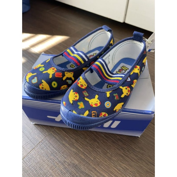 日本製ASAHI室內鞋 寶可夢 皮卡丘鞋 幼兒園鞋 平底鞋 休閒鞋 藍色15.0