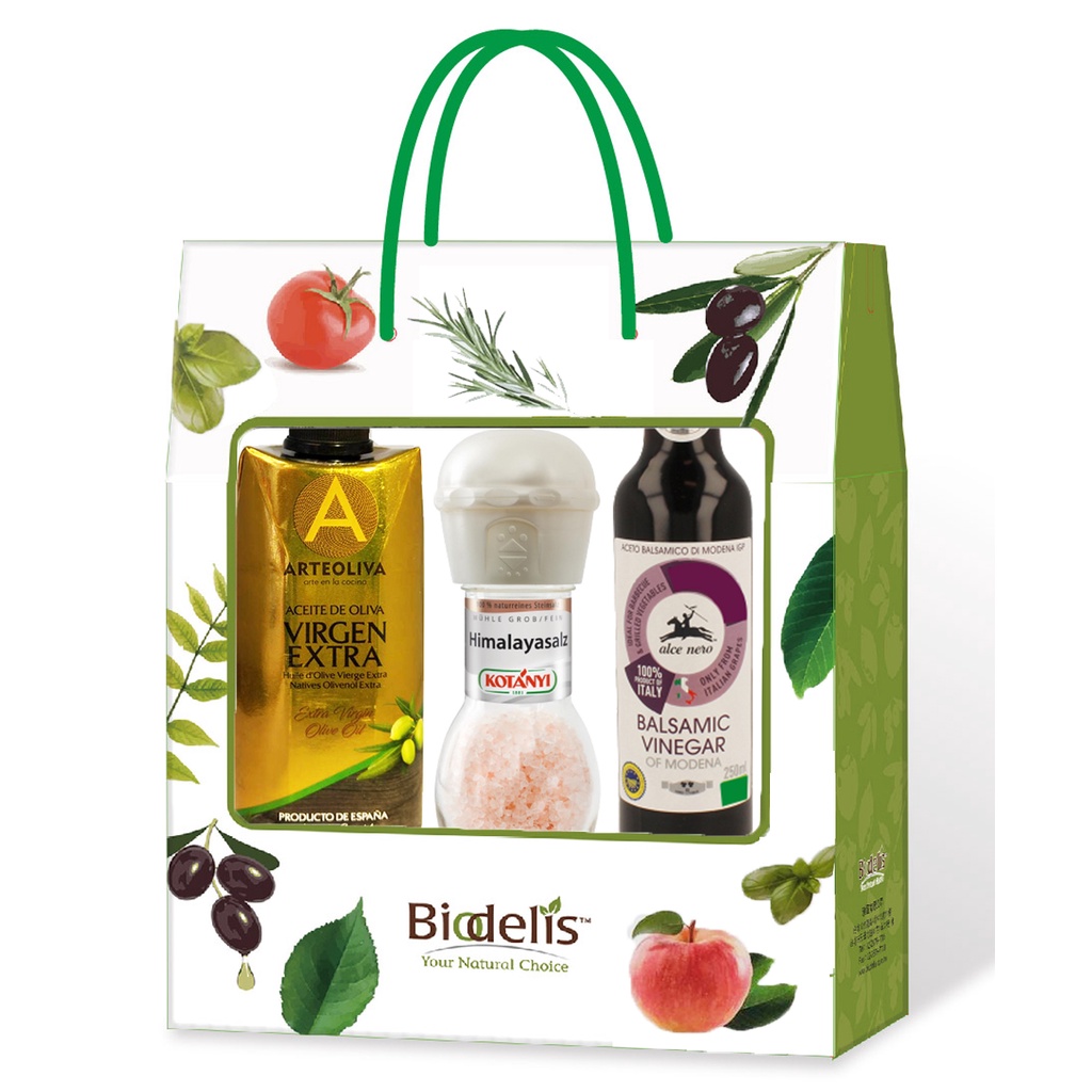 biodelis納福禮盒(頂級冷壓初榨橄欖油*1 喜瑪拉雅山岩鹽*1巴薩米克醋*1)