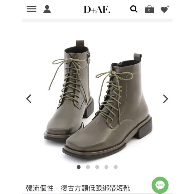 D+af 韓流個性.復古方頭低跟綁帶短靴 軍靴 中筒