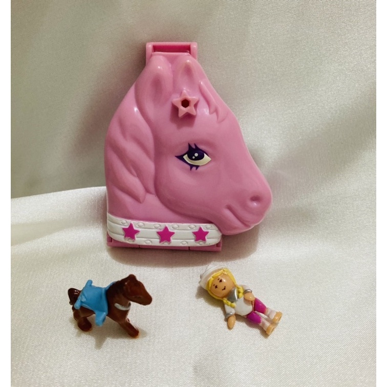 Polly pocket 粉色小馬盒 附娃娃