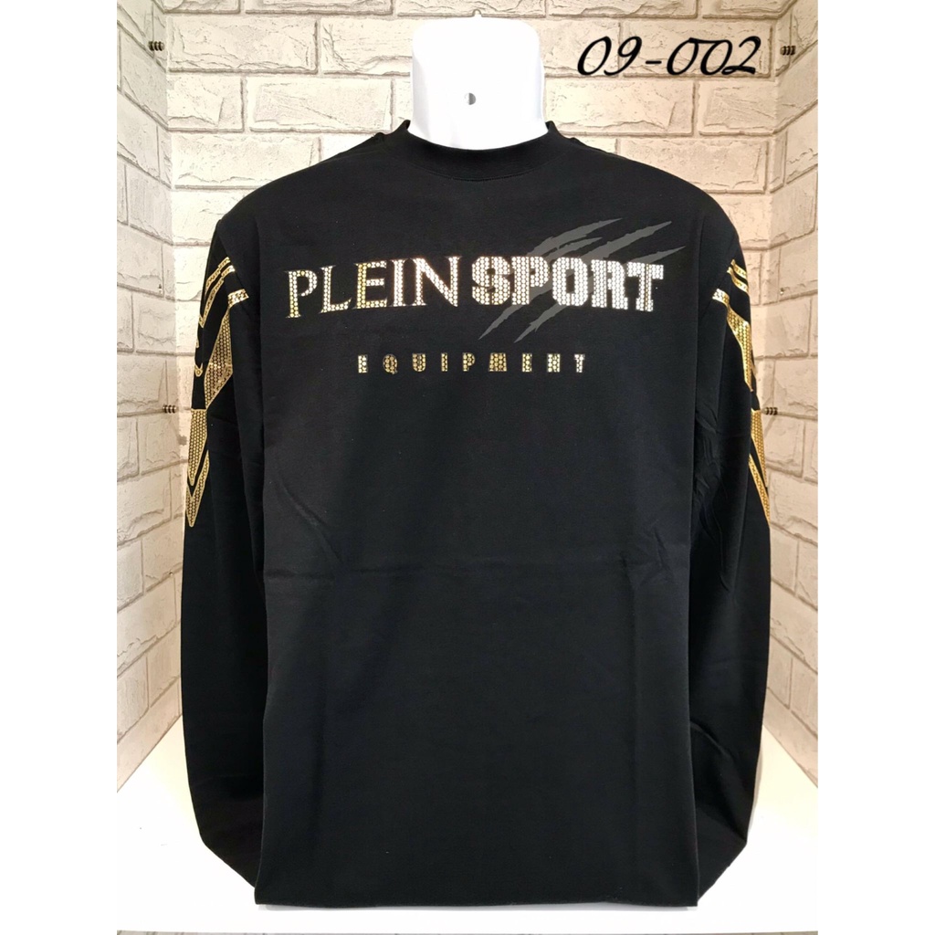 高雄凡賽斯歐洲精品 PLEIN SPORT PS 胸前燙金字體 手臂燙金爪痕 背後燙金大獅頭 薄長袖 長T