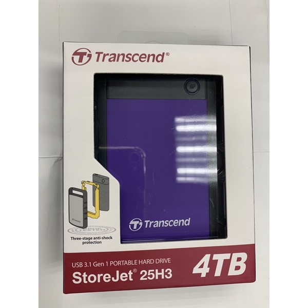 創見Transcend 4TB StoreJet 25H3 軍規防震2.5吋USB 3.1行動硬碟-迷幻紫