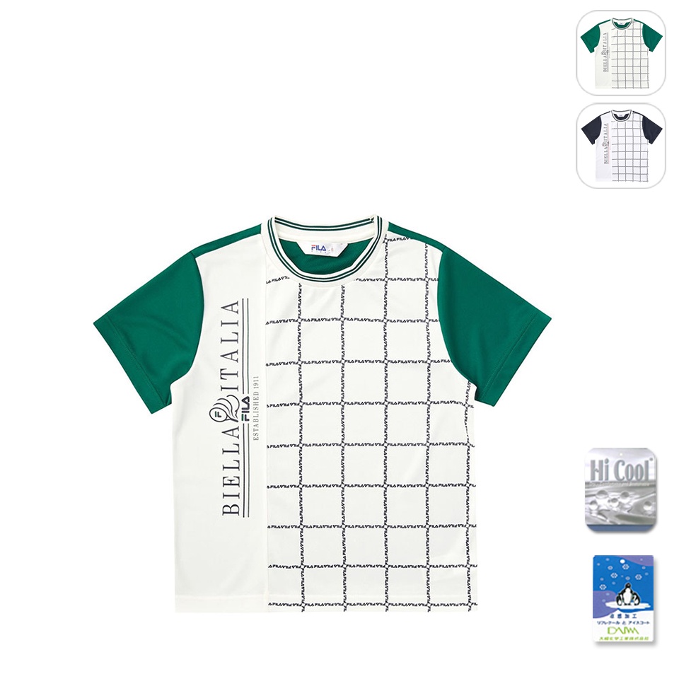 【FILA】KIDS 孩童款 吸濕排汗 涼感 短袖 圓領T恤-綠色 1TEW-4437-GN