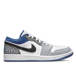 NIKE AIR JORDAN 1 LOW TRUE BLUE 爆裂紋 白灰黑藍【A-KAY0】【DM1199-140】