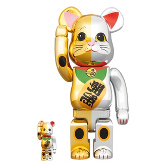 Be@rbrick 電鍍招財貓 開運銀 千萬兩金 400% 100%