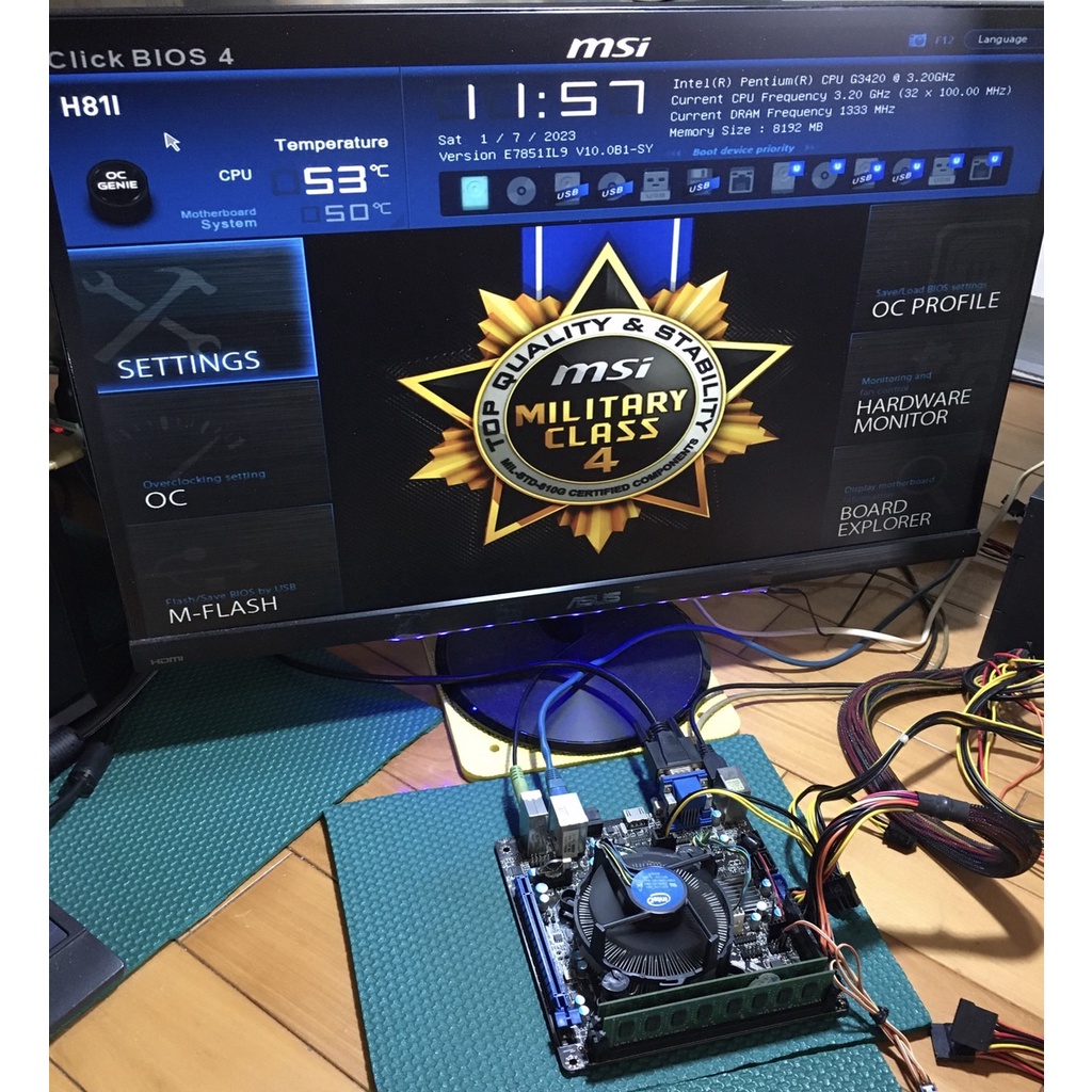 優惠價$1000《Mini ITX》微星H81I主機板，BIOS版本V10.0B1-SY(附贈G3420處理器)