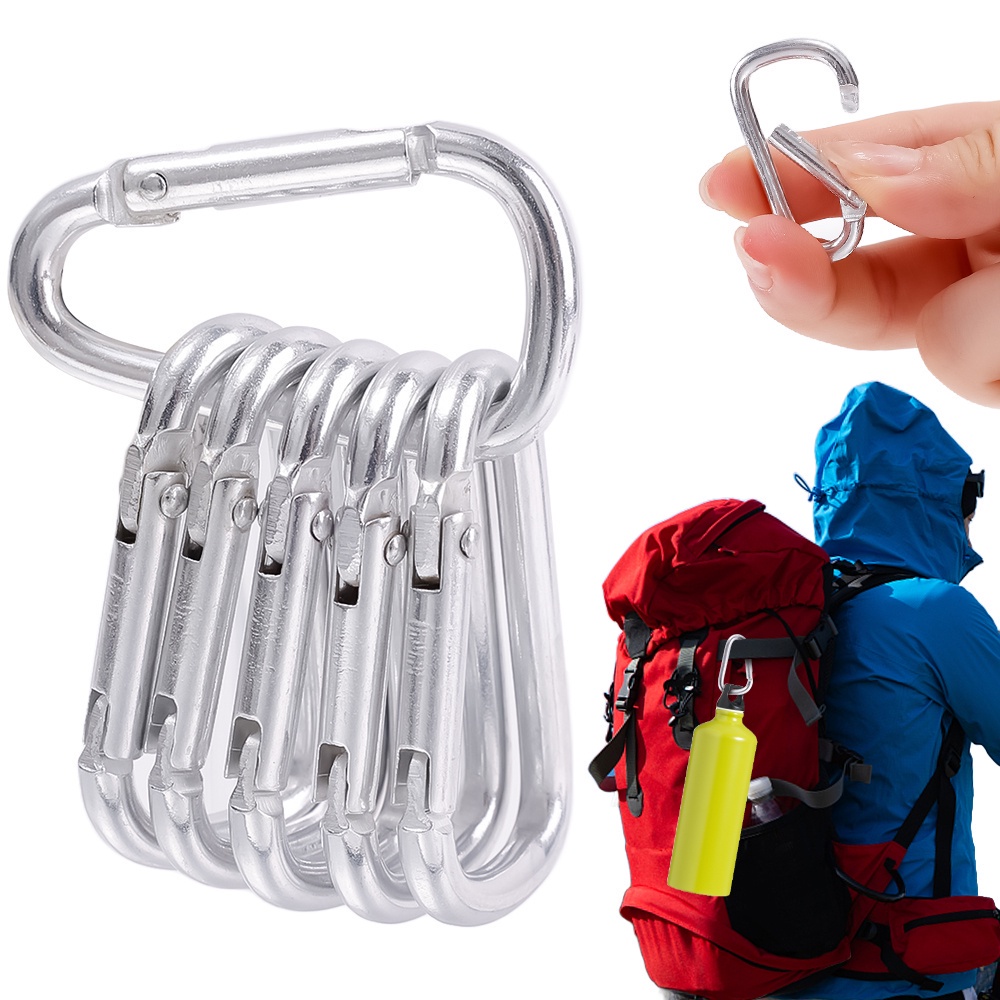 1pc 迷你鋁合金登山扣 D 形彈簧夾銀色鑰匙扣鉤按扣鉤扣, 用於家庭戶外露營旅行遠足背包瓶