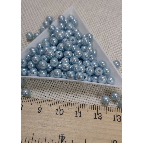 仿真珠 玻璃珠 5mm(1包. 100個)高亮 藍色串珠 手工刺繡 服裝DIY配件