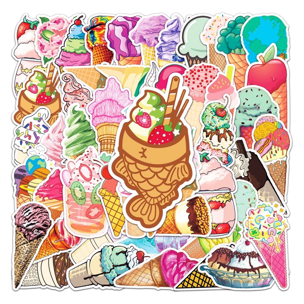 🔥創意 可愛 手帳款 甜筒 冰淇淋 霜淇淋 奶昔 防水貼紙 車貼 可貼行李箱、筆電、滑板、汽機車gogoro、安全帽