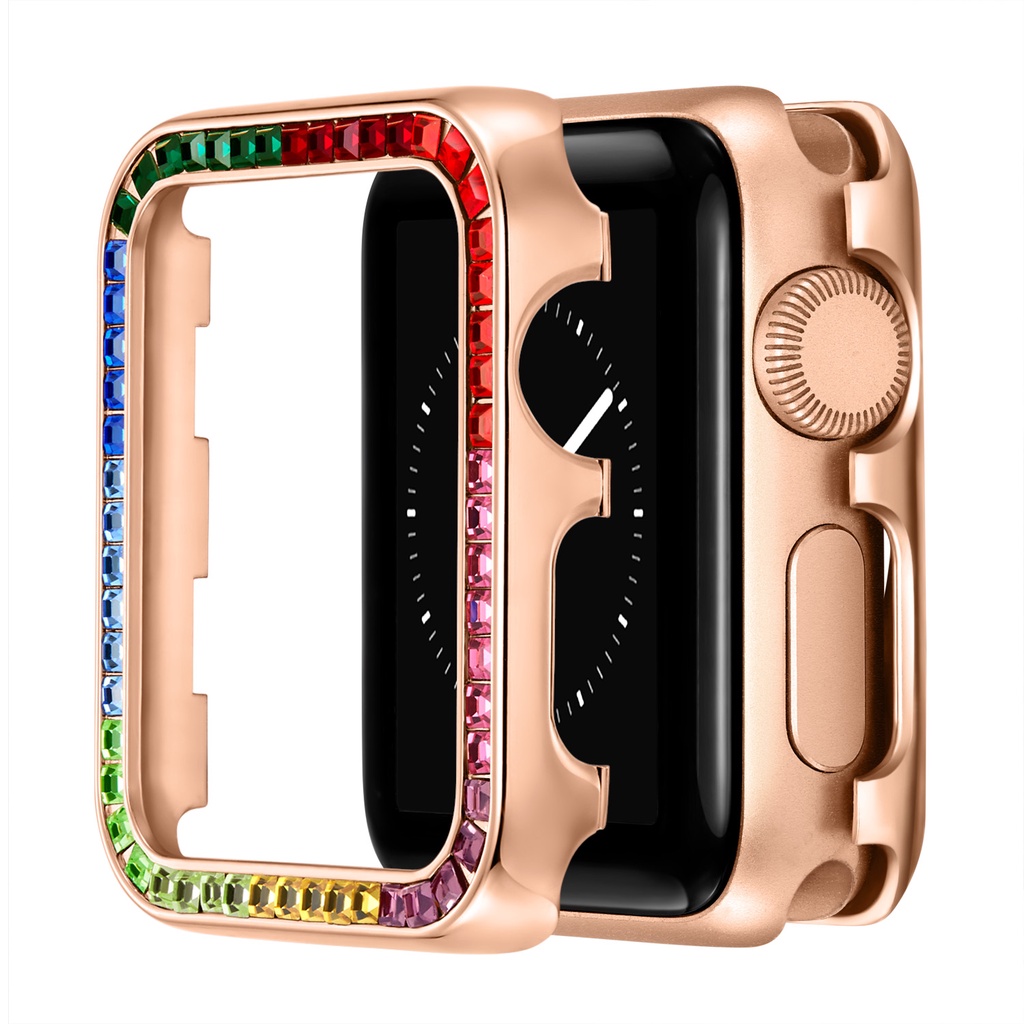 高端鑽石蘋果保護殼 適用於 Apple Watch 8 7 6 5 4 3 38/40/41/42/44/45mm