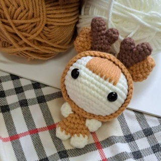 《DIY手工玩偶》毛線針織娃娃 | 鑰匙圈 | 小鹿毛線娃娃 | 鉤織小鹿鑰匙扣 | 小鹿哇哇 | 小鹿鑰匙圈