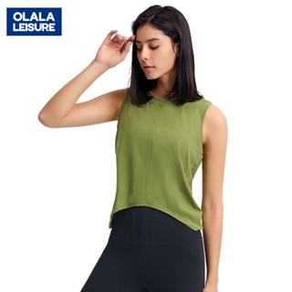 Olala新品時尚簡約線條寬鬆無袖罩衫彈力親膚裸感瑜伽背心女 DT074 ST