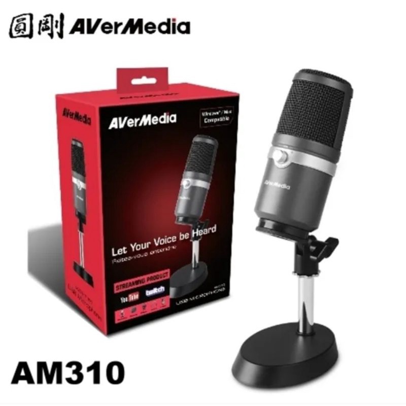 AVermedia 圓剛 AM310 黑鳩 高音質USB麥克風 送防噴罩 電競 直播 演唱