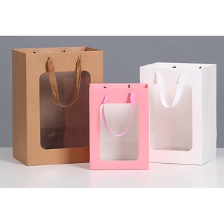 樹懶雜貨舖〔臺灣現貨〕〔電子發票〕 整包12入 紙袋 禮品包裝袋 黑色提袋 白色提袋 透視提袋 禮品袋子 粉色提袋