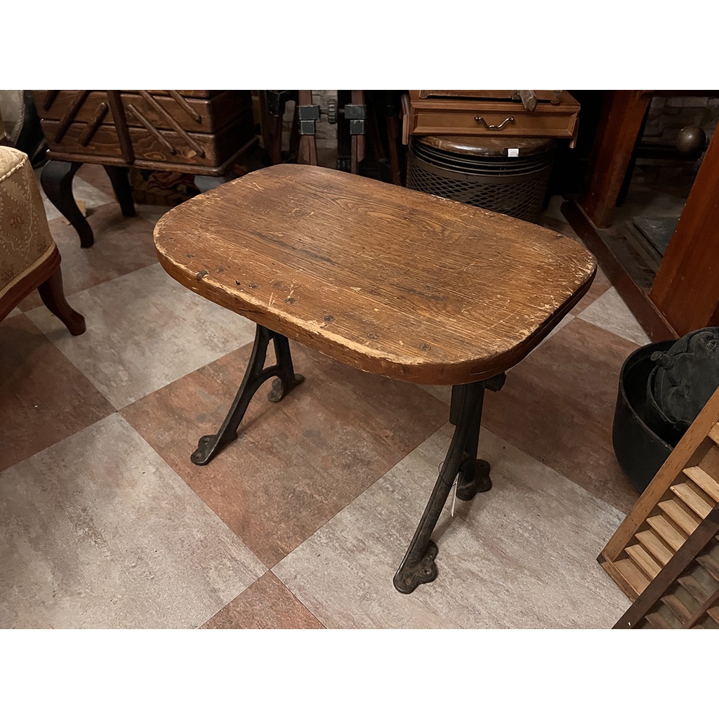 #19世紀 德國手工古董鑄鐵腳橡木實木矮凳/矮桌#423003