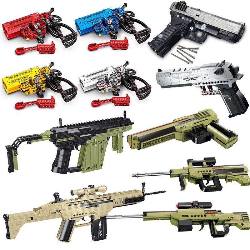 武器積木 兼容樂高手槍UZI沙漠之鷹沖鋒步信號積木槍模型拼裝武器發射玩具