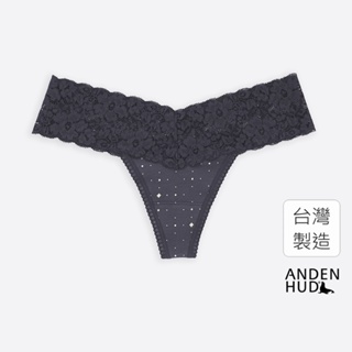 【Anden Hud】新的篇章．V蕾絲丁字褲(黑莓紫-閃爍星光) 純棉台灣製