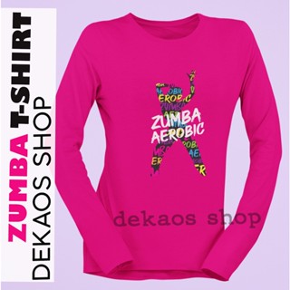 女式航空服長袖體操 T 恤 ZUMBA 套裝 ZUMBA 上衣女式體操服長袖航空 T 恤穆斯林女式運動 T 恤健身房 T