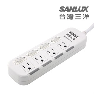 SANLUX臺灣三洋 防塵蓋轉接 延長電源線 3孔4座4切1.8M (SYPW-W344DA)