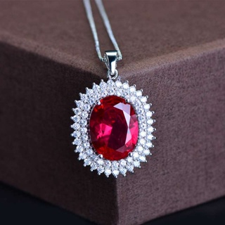 豔冠群芳 明珠系列 8克拉 紅寶石 二度燒 紅水晶 S925銀 項鍊 項鏈 不退色 1493