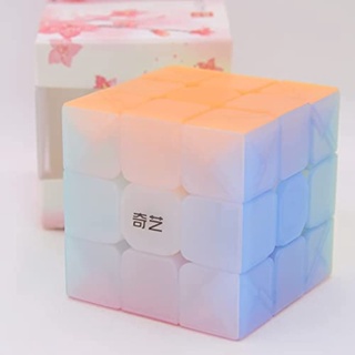Qiyi 魔方 3x3 戰士 W 果凍魔方魔法透明拼圖魔方格 3x3x3 果凍魔方無貼紙速度魔方兒童玩具禮物